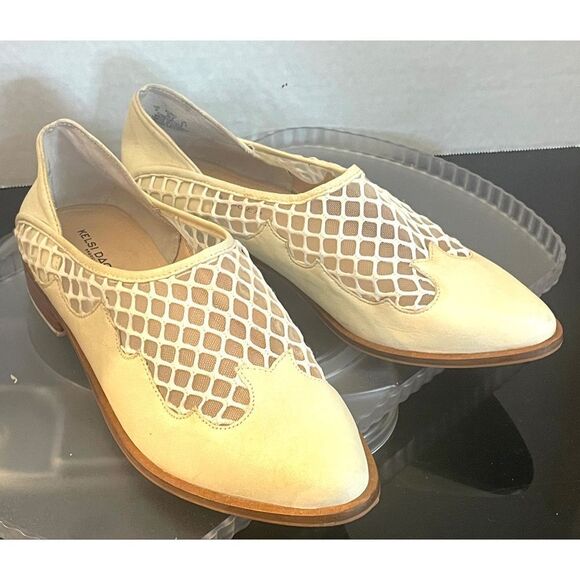 Kelsi Dagger Brooklyn Women's Cream Leather Mesh Loafers Size 9 Medium. - Picture 2 of 11